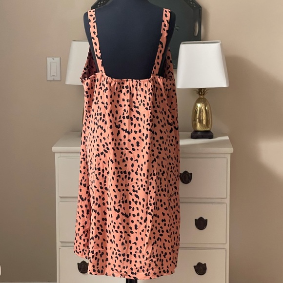 Hailey & Co. Animal Print Sleeveless Dress Sz 3X Orange Tan Tie Bodice - Picture 6 of 12